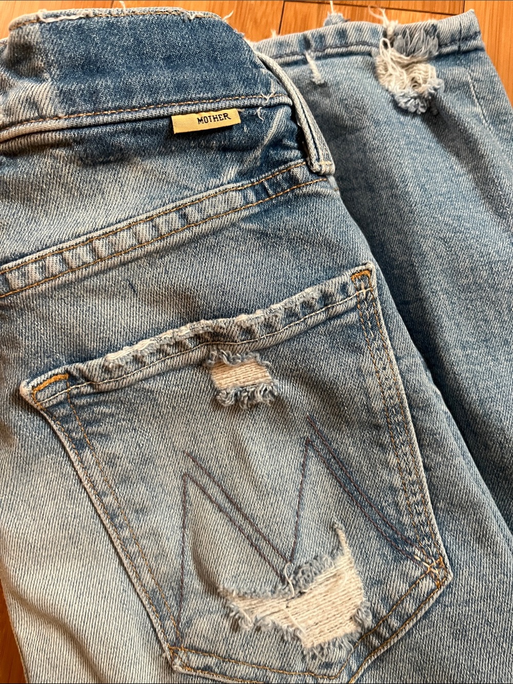 Mother Denim Jeans High Waisted Rider Skimp “The Confession” light wash